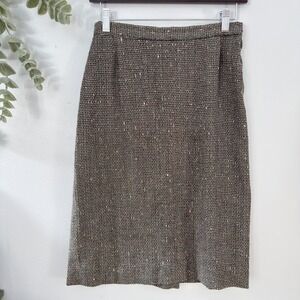 Vtg Tweed Skirt Heritage Preppy Academia Women's 8 Multi Color A Line Midi